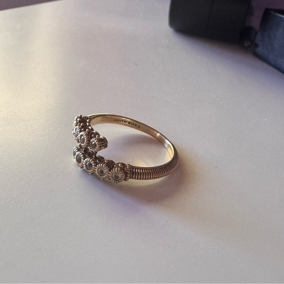 Judith Ripka 14K Gold & Diamond Gemstone bypass ring signed stamped - Picture 4 of 10